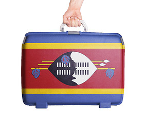 Image showing Used plastic suitcase with stains and scratches