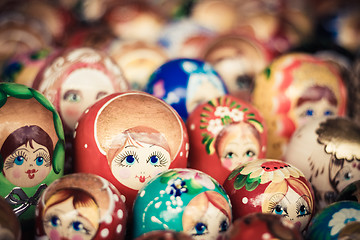 Image showing Colorful Russian Nesting Dolls At The Market