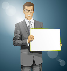 Image showing Vector Business Man with Empty Write Board