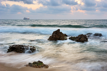 Image showing Seashore after sunset 