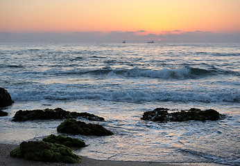 Image showing Seashore after sunset 