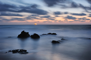 Image showing Seashore after sunset 