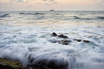 Image showing Seashore after sunset 