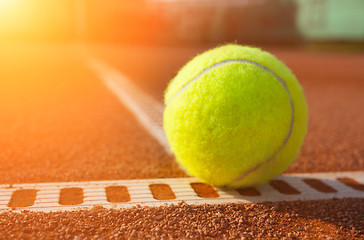 Image showing Yellow ball on the court ground