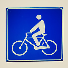 Image showing Retro look Bike lane sign