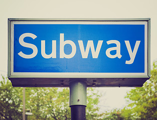 Image showing Retro look Subway sign