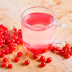 Image showing Cup Of Drink Red Ripe Viburnum