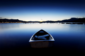 Image showing sunset on the lake