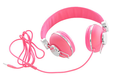 Image showing Female pastel pink colorful headphones