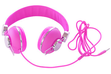 Image showing Bright neon colored purple female headphones