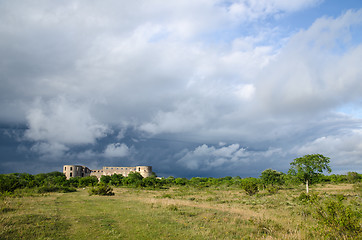 Image showing Bad weather is coming up at  a medieval castle ruin