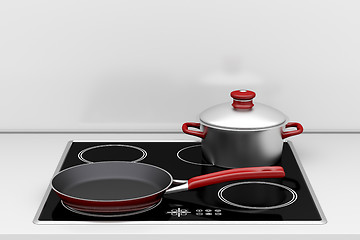 Image showing Pot and frying pan