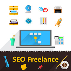 Image showing Vector flat icons for freelance and SEO