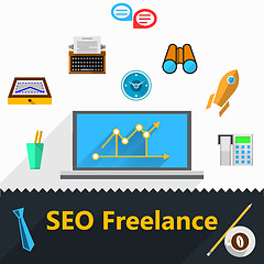 Image showing Vector flat icons for freelance and SEO