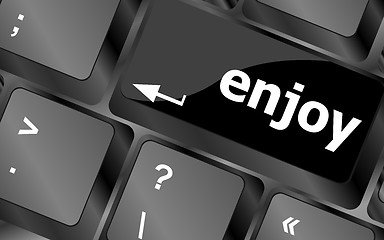 Image showing enjoy word on keyboard key, notebook computer button