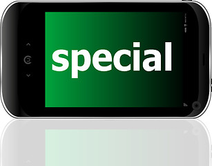 Image showing smart phone with special word, business concept