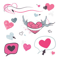 Image showing Hearts set. Design element.