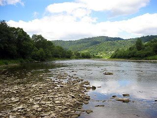 Image showing speed mountainous river in Carpathian mountains