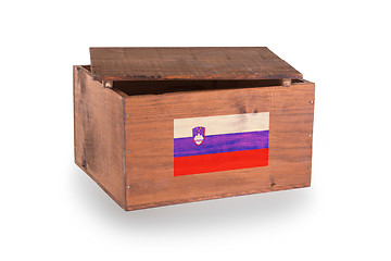 Image showing Wooden crate isolated on a white background