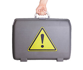 Image showing Used plastic suitcase with stains and scratches