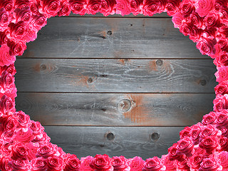 Image showing frame from red roses and the boards