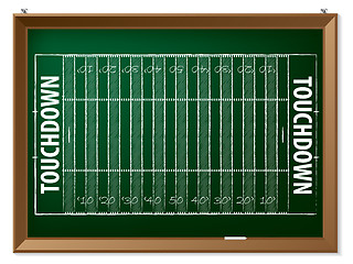 Image showing American football field drawn on chalkboard