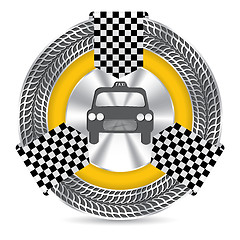 Image showing Metallic taxi badge design with tire tread