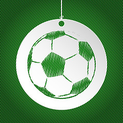 Image showing Soccer ball label on green background