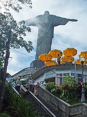 Image showing Tourists visiting Christ the Redeemer