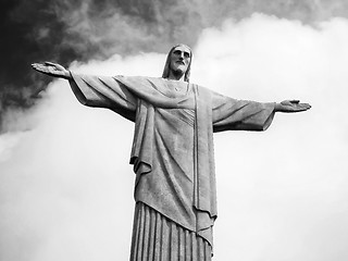 Image showing Statue Christ the Redeemer black and white