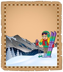 Image showing Parchment with winter sport theme 1