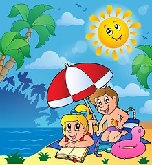 Image showing Summer theme with children on beach