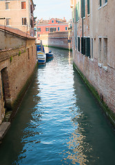 Image showing Ancient buildings in the channel in Venice.