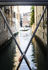 Image showing Padlocks of lovers placed on the bridge