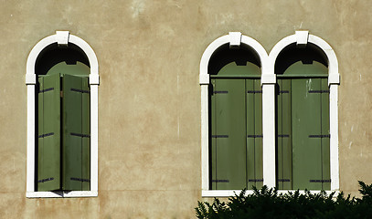 Image showing Green windows in Venice
