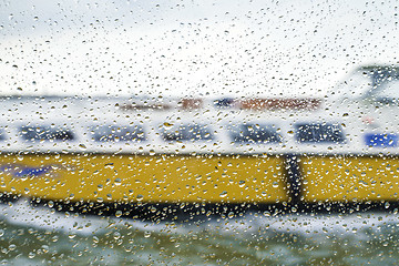 Image showing Rain on glass ship