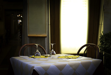 Image showing Table in an Italian restaurant. 