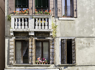 Image showing Venetian windows with flowers