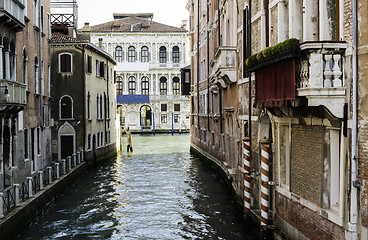 Image showing Ancient buildings in the channel in Venice.