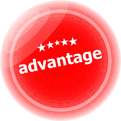 Image showing advantage word red stickers, icon button