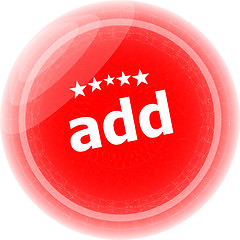 Image showing add red stickers, icon button isolated on white