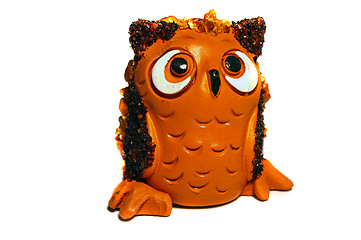 Image showing Brown clay figurine owl