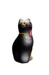 Image showing Black cat figurine from clay