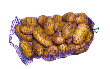 Image showing Potatoes in purple grid isolated on white