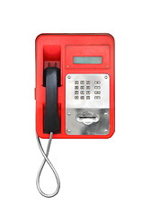Image showing Red pay-phone isolated on white