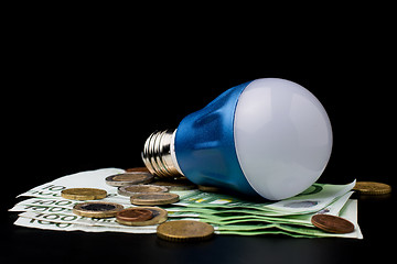 Image showing LED Bulb with money