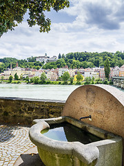 Image showing Well and riverside in Passau