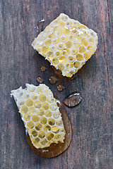Image showing sweet honeycombs with honey