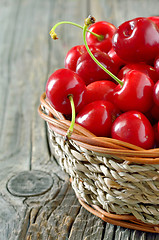 Image showing Basket of cherries 