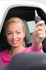 Image showing Woman driver showing car keys.